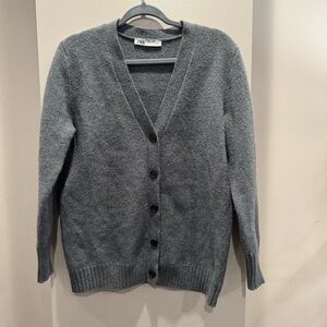 Zara Charcoal Button-Up Cardigan